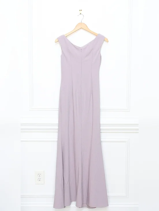 Gia Franco Mauve Purple Embellished Bow Floor Length Trumpet Evening Gown Size 4 - Picture 8 of 13